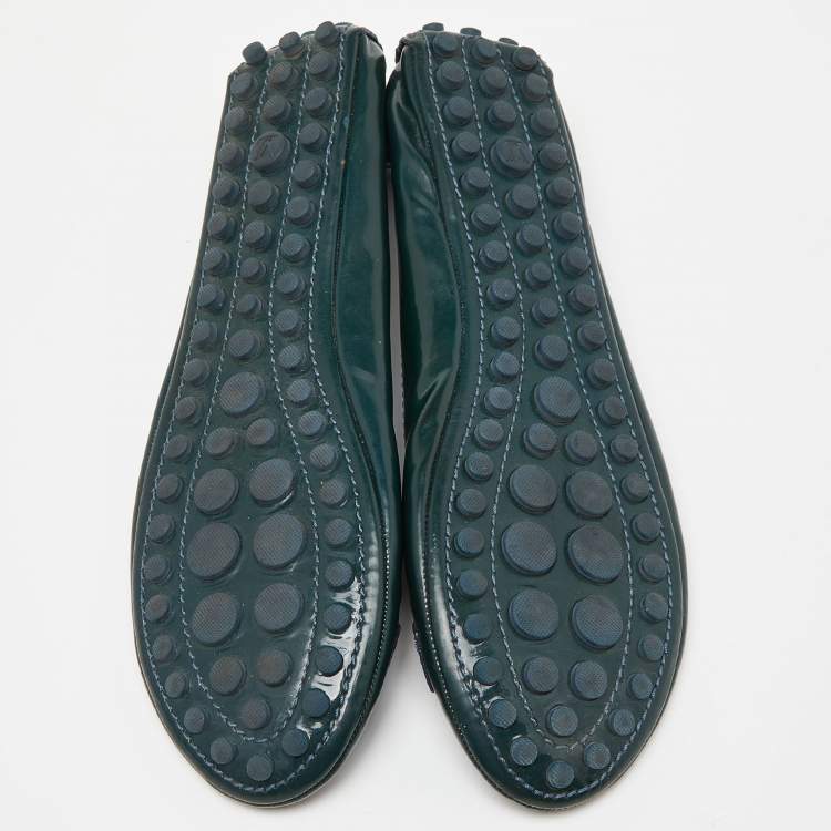 Pre Owned Louis Vuitton Dark Green Patent Leather Oxford Ballet Flats Size 39.5