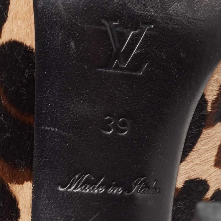 Pre Owned Louis Vuitton Brown Calf Hair Peep Toe Pumps Size 39
