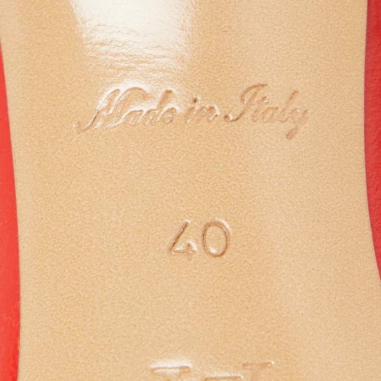 Pre Owned Louis Vuitton Red Monogram Embossed Leather Revival Slide Sandals Size 40