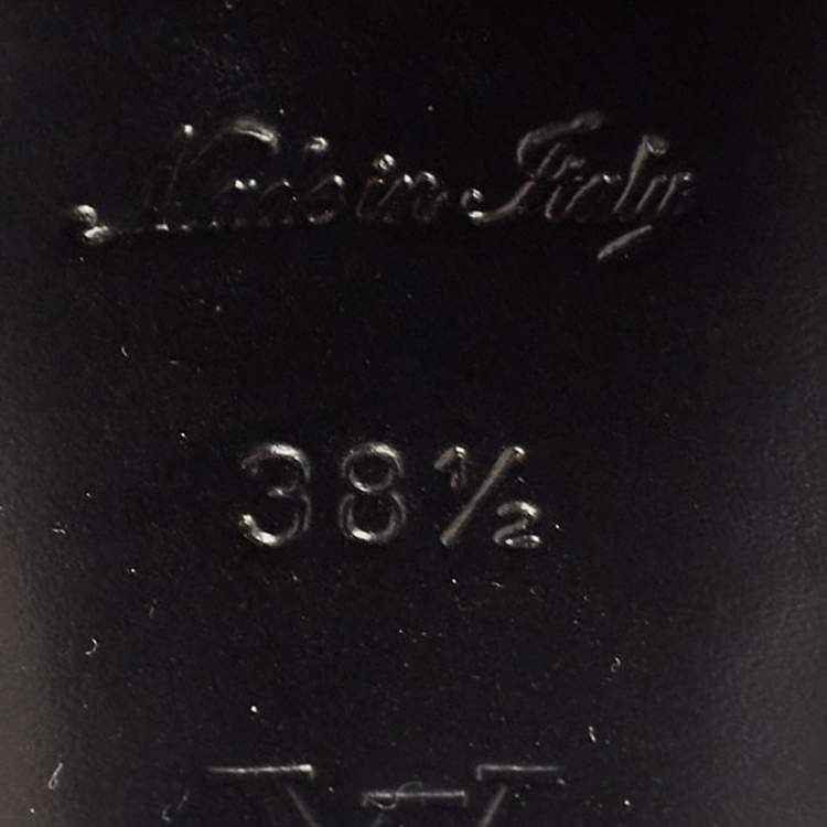Pre Owned Louis Vuitton Black/Brown Leather and Monogram Canvas Ankle Boots Size 38.5