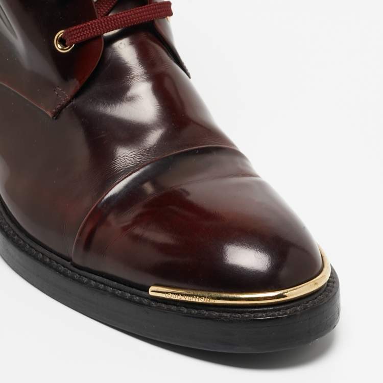 Pre Owned Louis Vuitton Burgundy Patent Diplomacy Ranger Boots Size 40