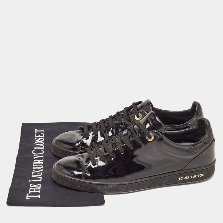 Pre Owned Louis Vuitton Black Patent and Leather Frontrow Sneakers Size 41