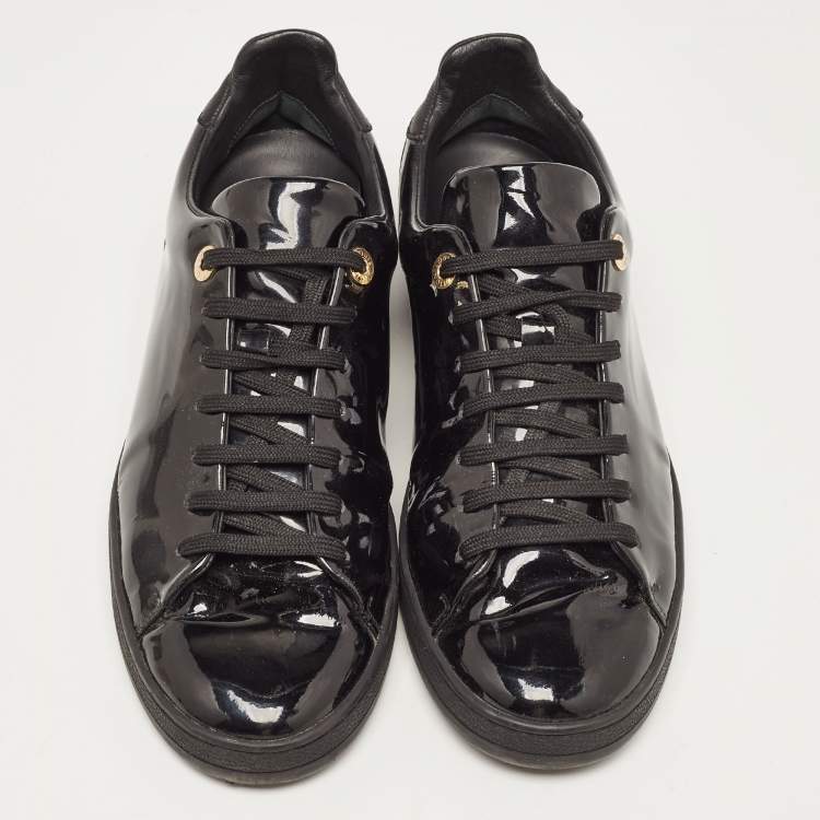 Pre Owned Louis Vuitton Black Patent and Leather Frontrow Sneakers Size 41