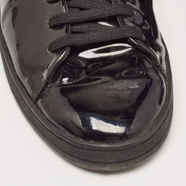 Pre Owned Louis Vuitton Black Patent and Leather Frontrow Sneakers Size 41