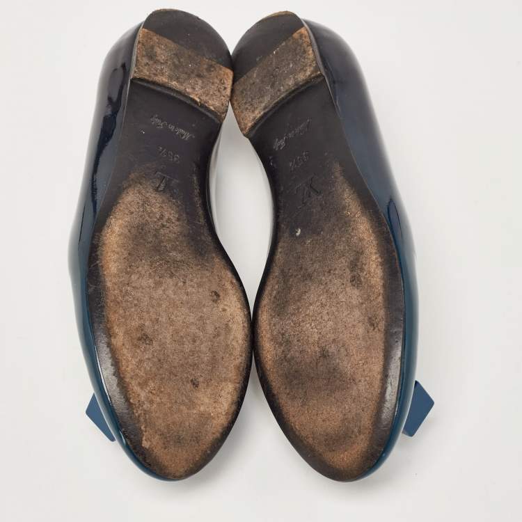 Pre Owned Louis Vuitton Two Tone Patent Dice Ballet Flats Size 35.5