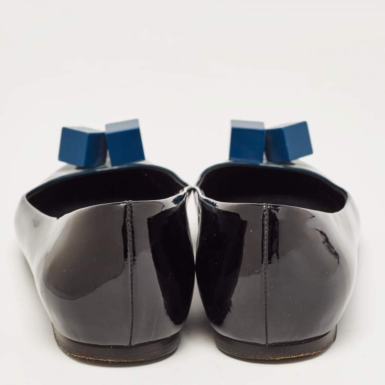 Pre Owned Louis Vuitton Two Tone Patent Dice Ballet Flats Size 35.5
