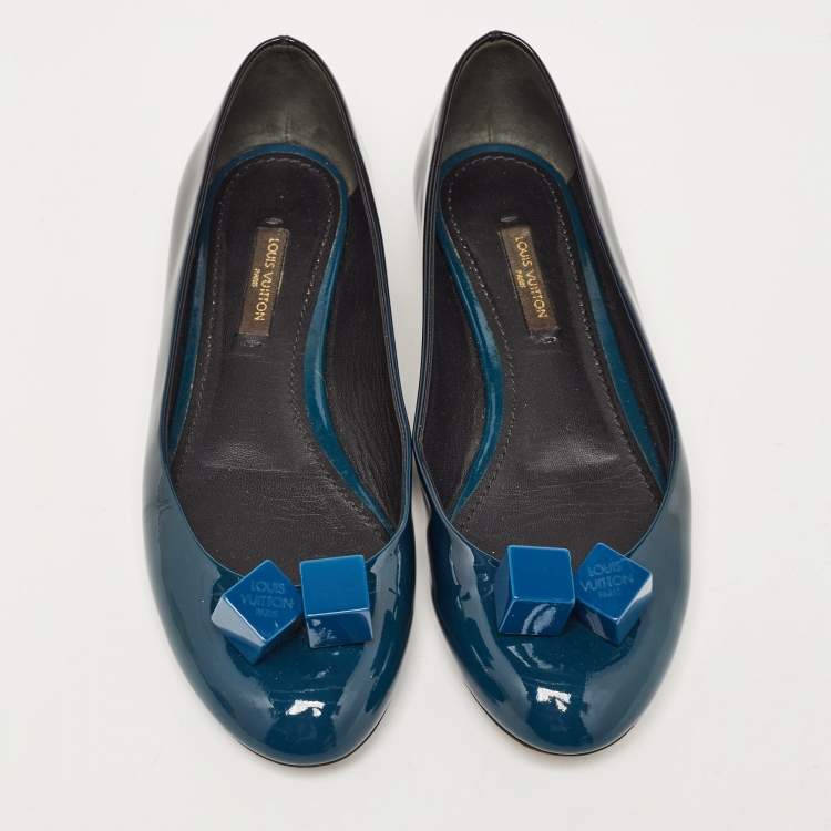 Pre Owned Louis Vuitton Two Tone Patent Dice Ballet Flats Size 35.5
