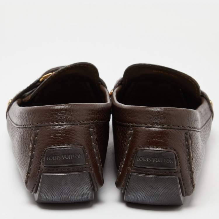 Pre Owned Louis Vuitton Brown Leather Oxford Loafers Size 39