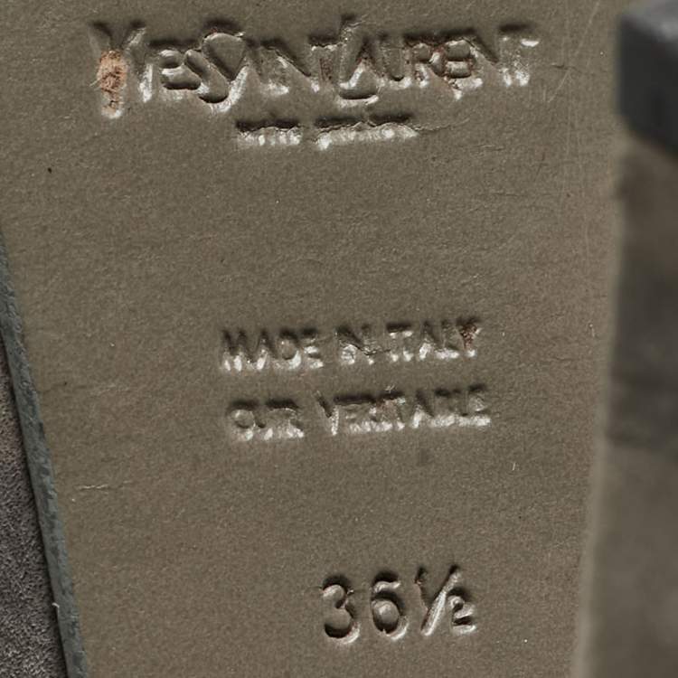 Pre Owned Louis Vuitton Grey Croc Embossed Leather Platform Knee Length Boots Size 36.5