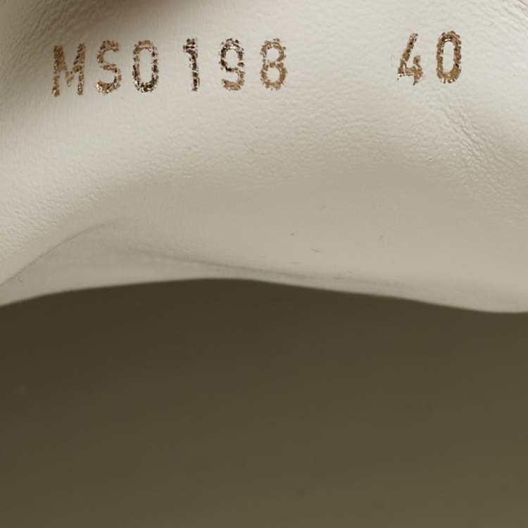 Pre Owned Louis Vuitton White/Brown Leather and Monogram Canvas Logo Strap Frontrow Sneakers Size 40