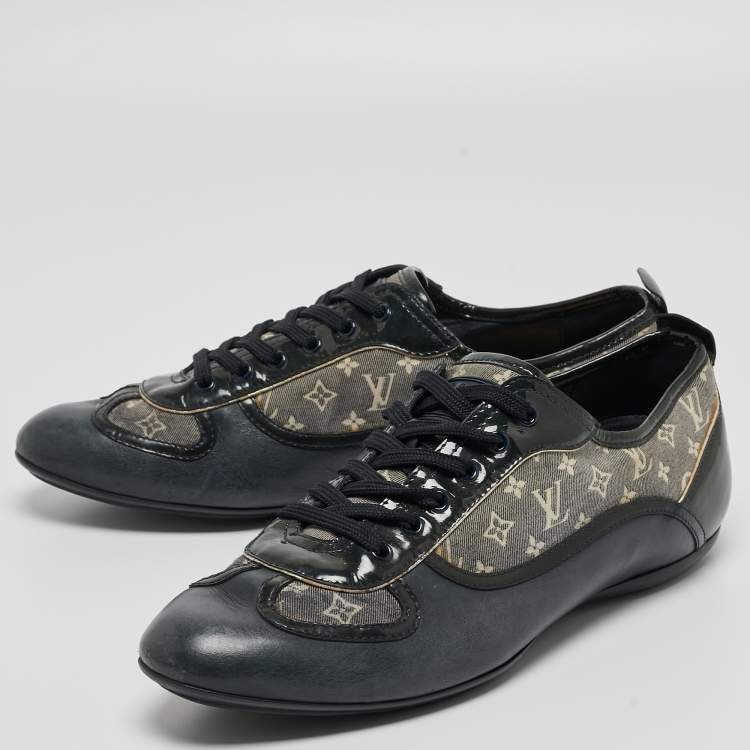 Pre Owned Louis Vuitton Tricolor Leather and Monogram Canvas Low Top Sneakers Size 37