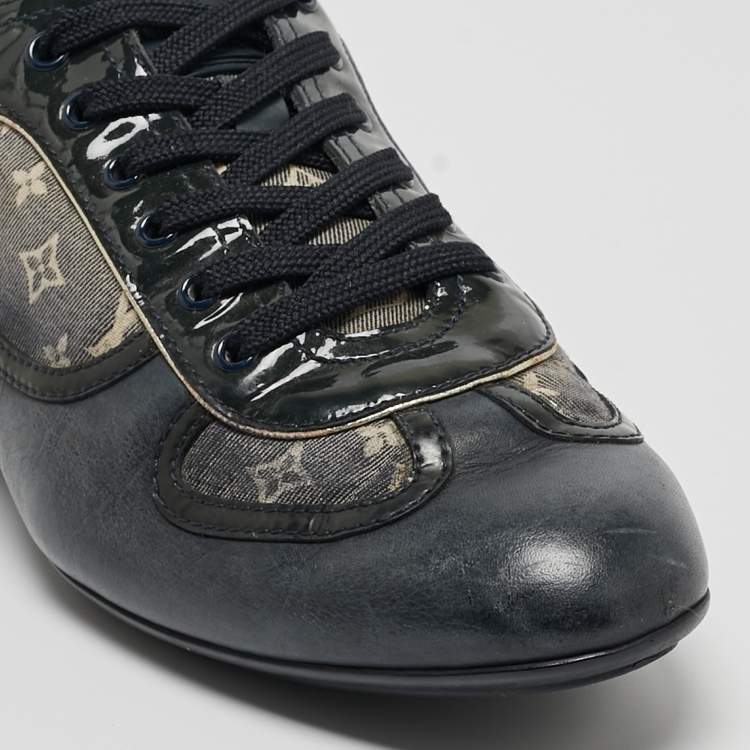Pre Owned Louis Vuitton Tricolor Leather and Monogram Canvas Low Top Sneakers Size 37