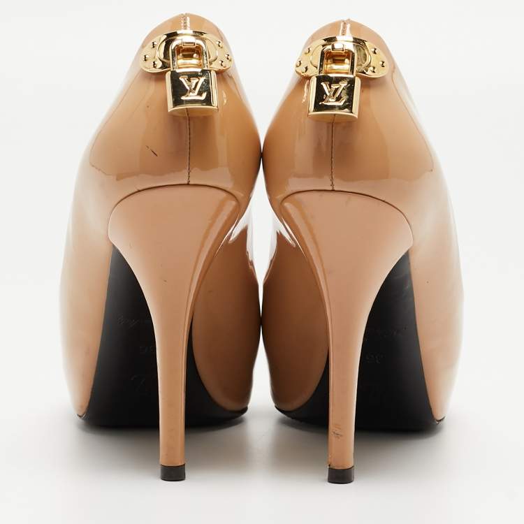 Pre Owned Louis Vuitton Beige Patent Leather Oh Really! Pumps Size 36
