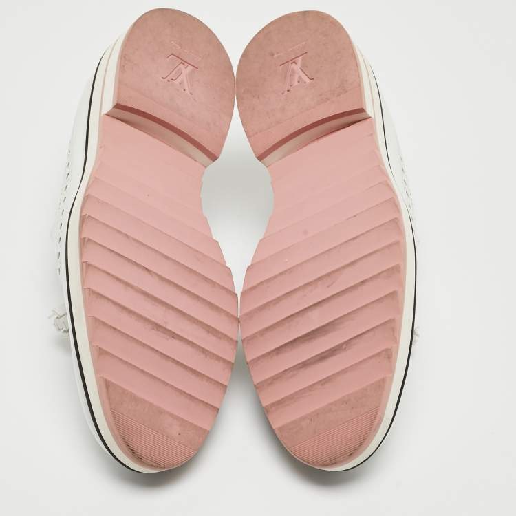 Pre Owned Louis Vuitton White Leather Slip On Loafers Size 37