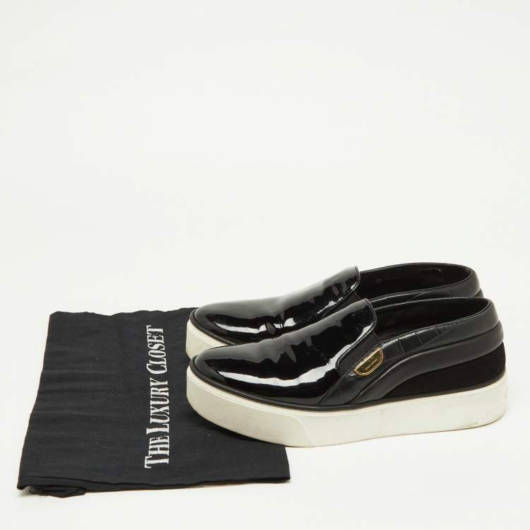 Pre Owned Louis Vuitton Black Patent and Leather Catwalk Sneakers Size 38.5