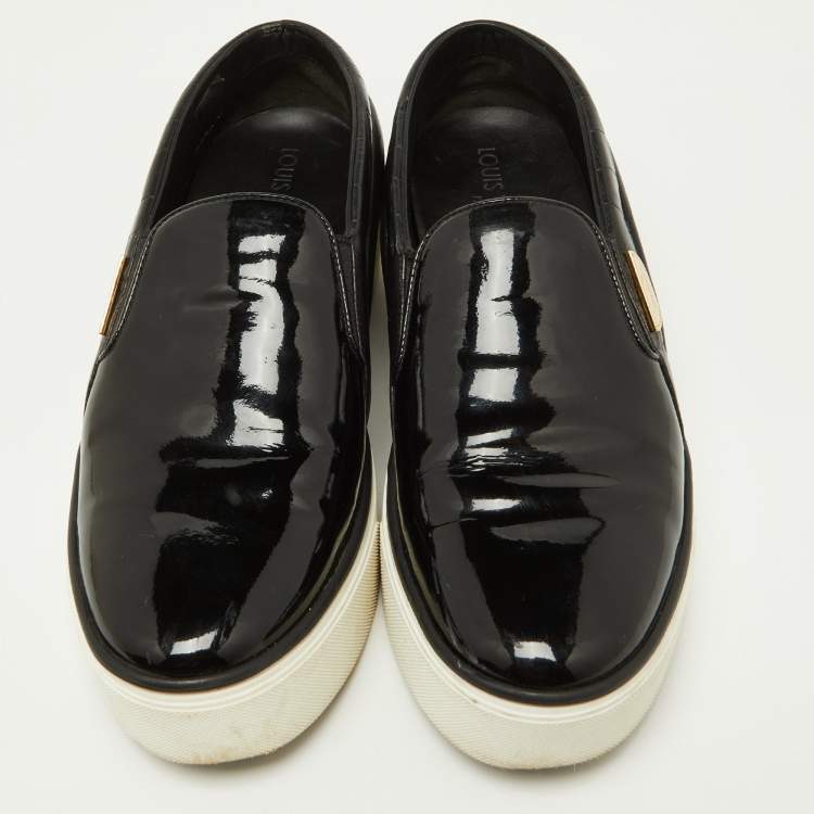 Pre Owned Louis Vuitton Black Patent and Leather Catwalk Sneakers Size 38.5