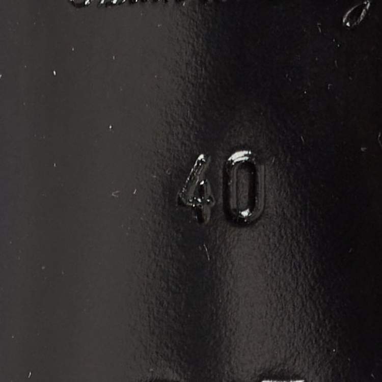 مملوكة مسبقًا Louis Vuitton Black Leather Block Heel Slide Sandals Size 40