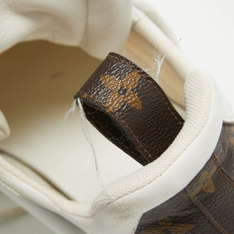 Pre Owned Louis Vuitton White/Brown Nylon and Monogram Canvas Archlight Sneakers Size 41