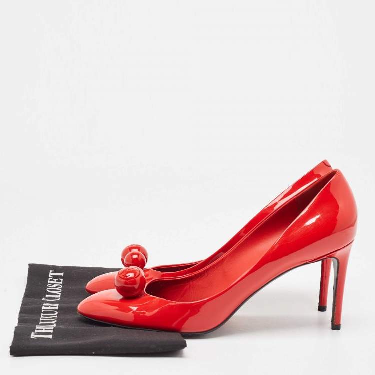 Pre Owned Louis Vuitton Red Patent Leather Betty Pumps Size 42