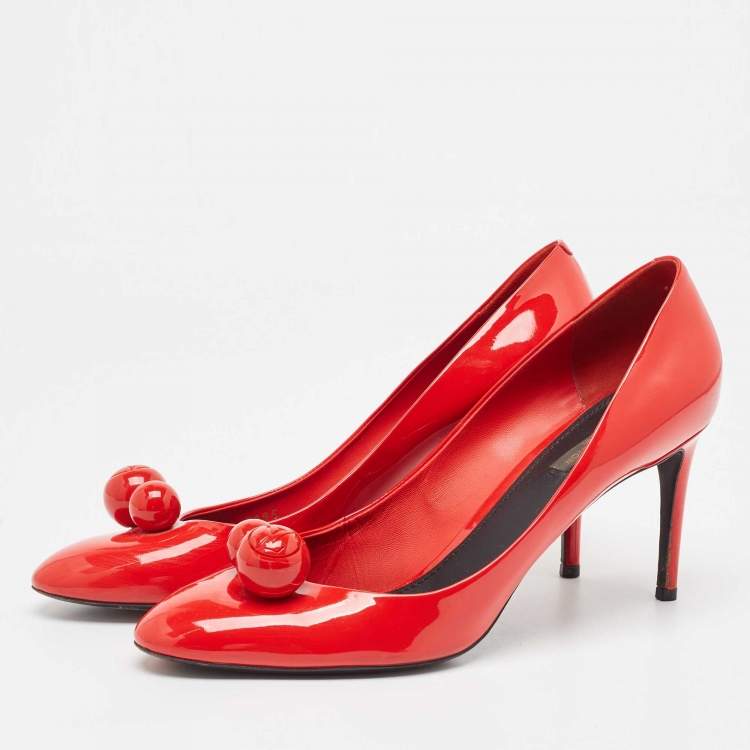 Pre Owned Louis Vuitton Red Patent Leather Betty Pumps Size 42
