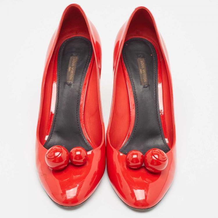 Pre Owned Louis Vuitton Red Patent Leather Betty Pumps Size 42