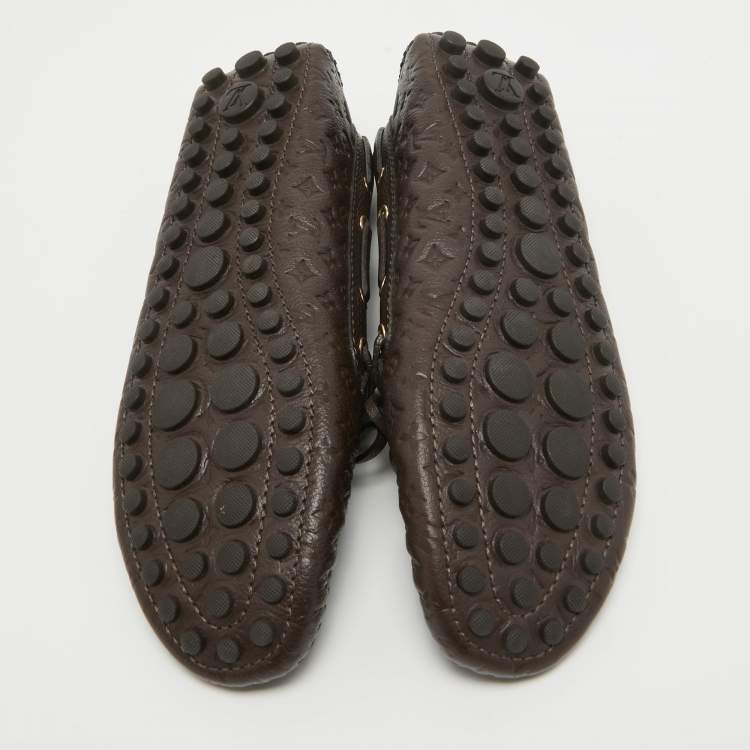 Pre Owned Louis Vuitton Brown Leather Gloria  Loafers Size 38.5
