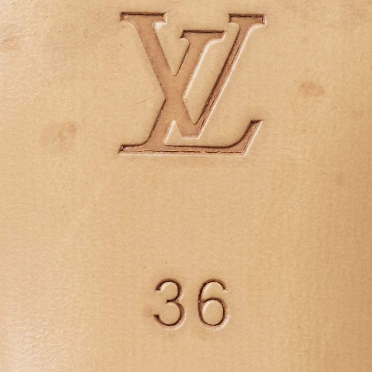 Pre Owned Louis Vuitton Metallic Gold Leather Slingback Sandals Size 36