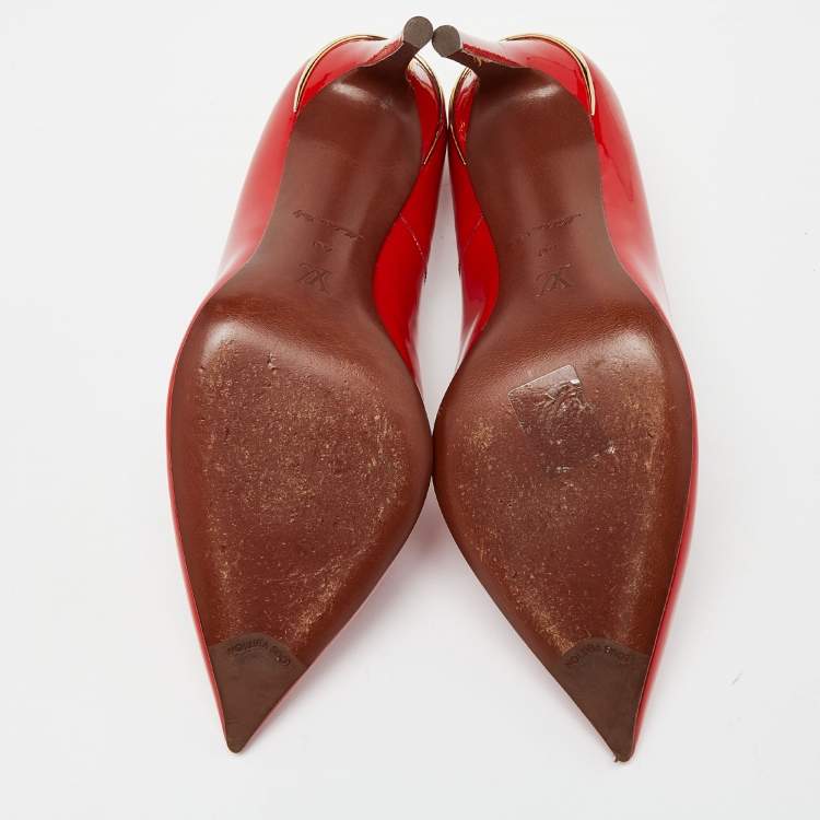 Pre Owned Louis Vuitton Red Patent Leather Eyeline Pumps Size 40