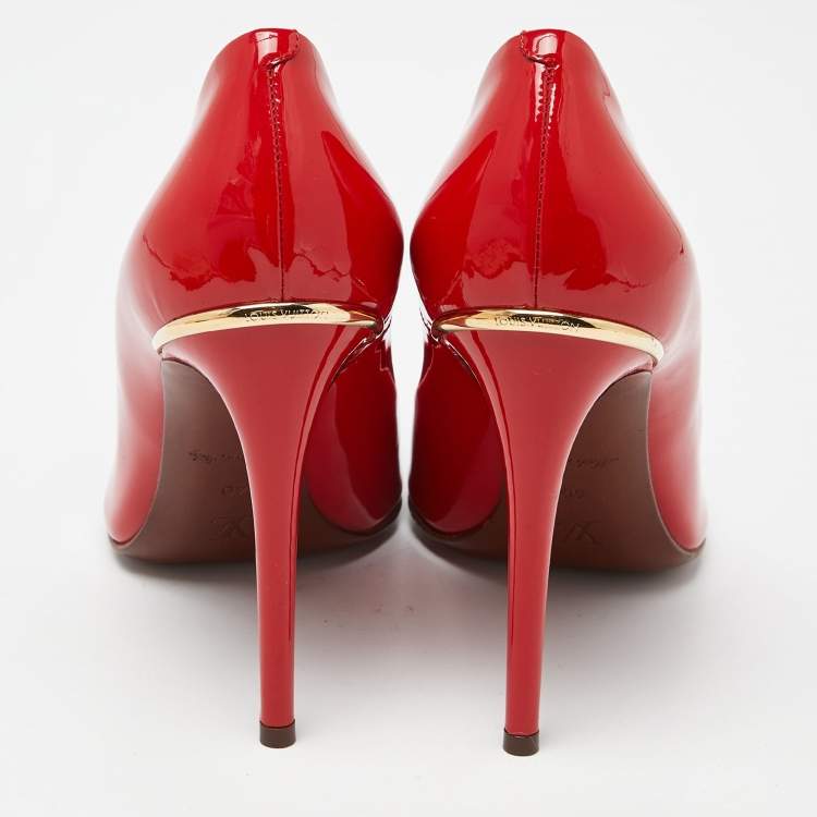 Pre Owned Louis Vuitton Red Patent Leather Eyeline Pumps Size 40