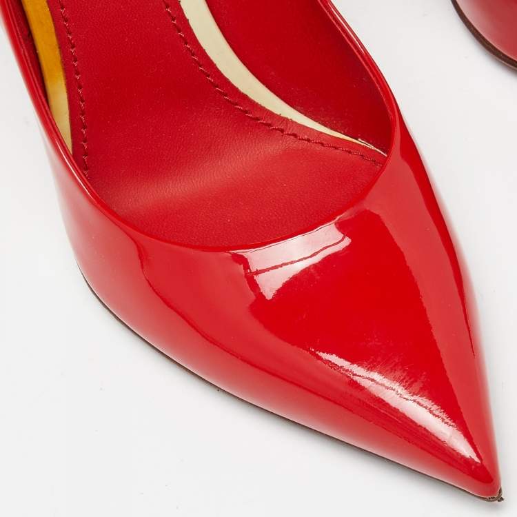 Pre Owned Louis Vuitton Red Patent Leather Eyeline Pumps Size 40