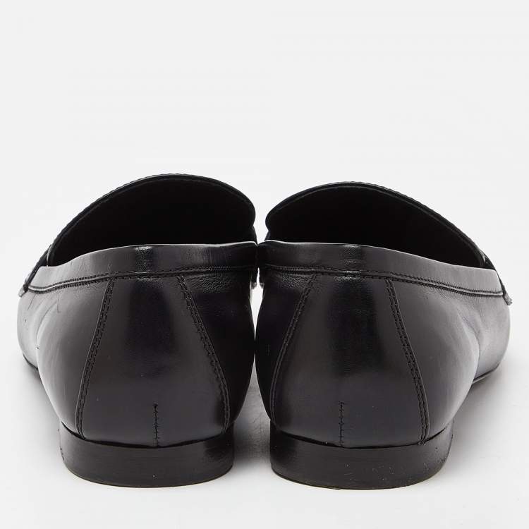 Pre Owned Louis Vuitton Black Leather Upper Case Loafers Size 36
