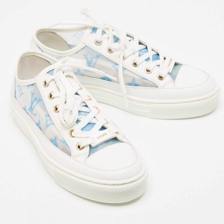Pre Owned Louis Vuitton White Leather Stellar Lace Up Sneakers Size 35