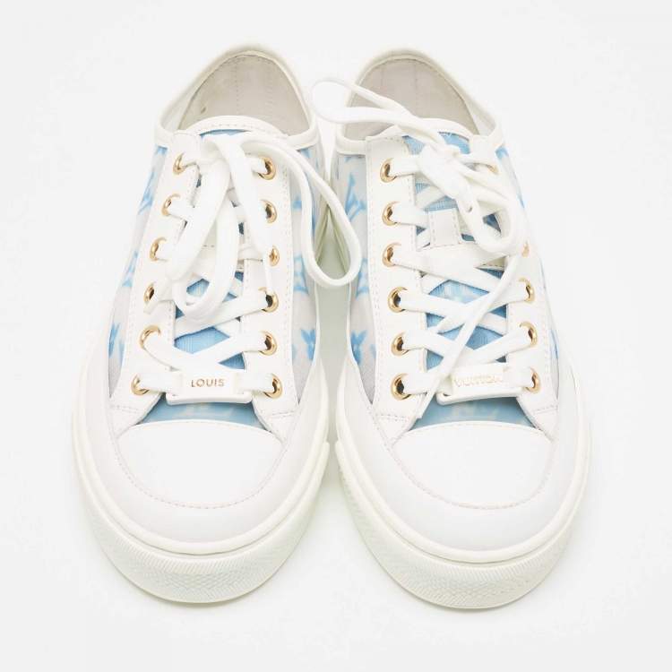 Pre Owned Louis Vuitton White Leather Stellar Lace Up Sneakers Size 35