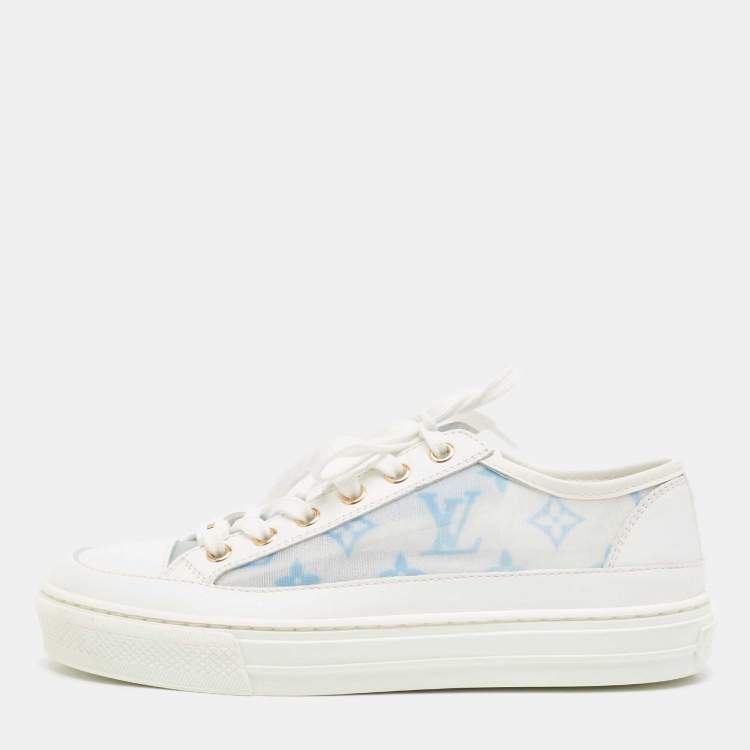 Pre Owned Louis Vuitton White Leather Stellar Lace Up Sneakers Size 35