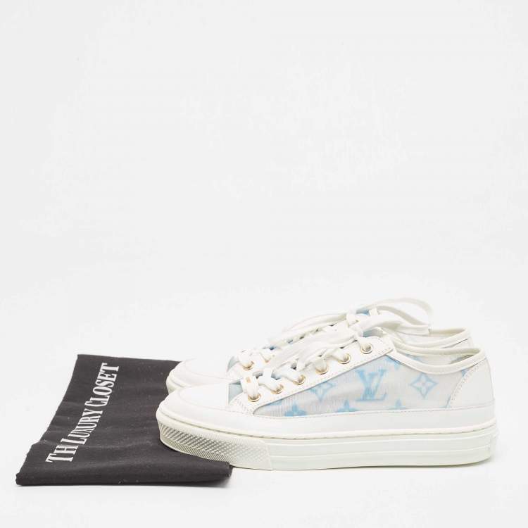 Pre Owned Louis Vuitton White Leather Stellar Lace Up Sneakers Size 35