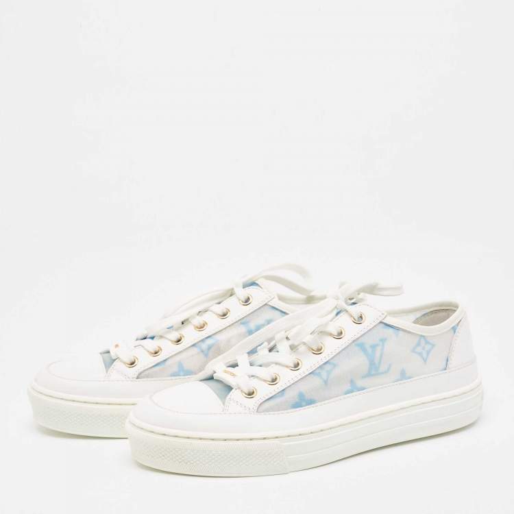 Pre Owned Louis Vuitton White Leather Stellar Lace Up Sneakers Size 35