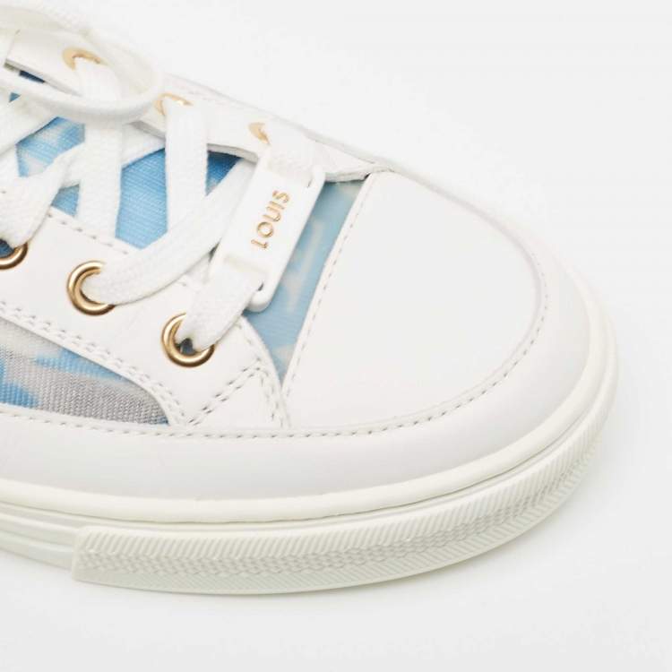 Pre Owned Louis Vuitton White Leather Stellar Lace Up Sneakers Size 35