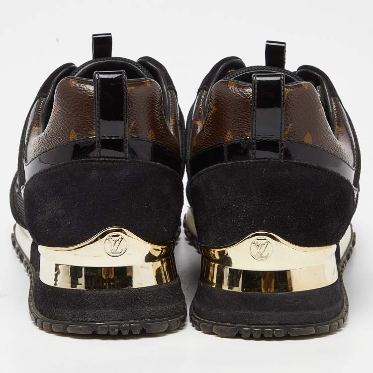 Pre Owned Louis Vuitton Brown Monogram Canvas and Suede Run Away Sneakers Size 39