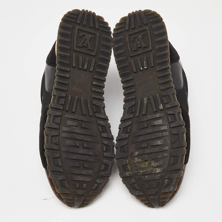 Pre Owned Louis Vuitton Brown Monogram Canvas and Suede Run Away Sneakers Size 39