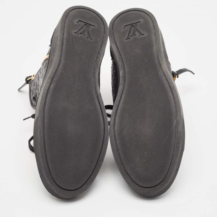 Pre Owned Louis Vuitton Black Leather and Suede Punchy Sneakers Size 40
