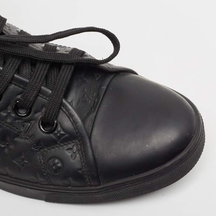 Pre Owned Louis Vuitton Black Leather and Suede Punchy Sneakers Size 40