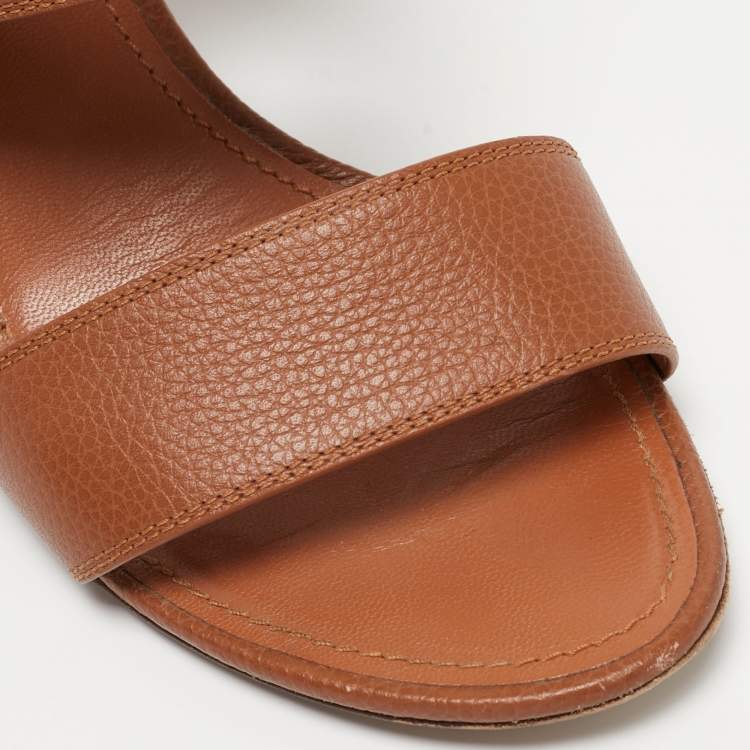 Pre Owned Louis Vuitton Brown Leather Horizon Slingback Sandals Size 40