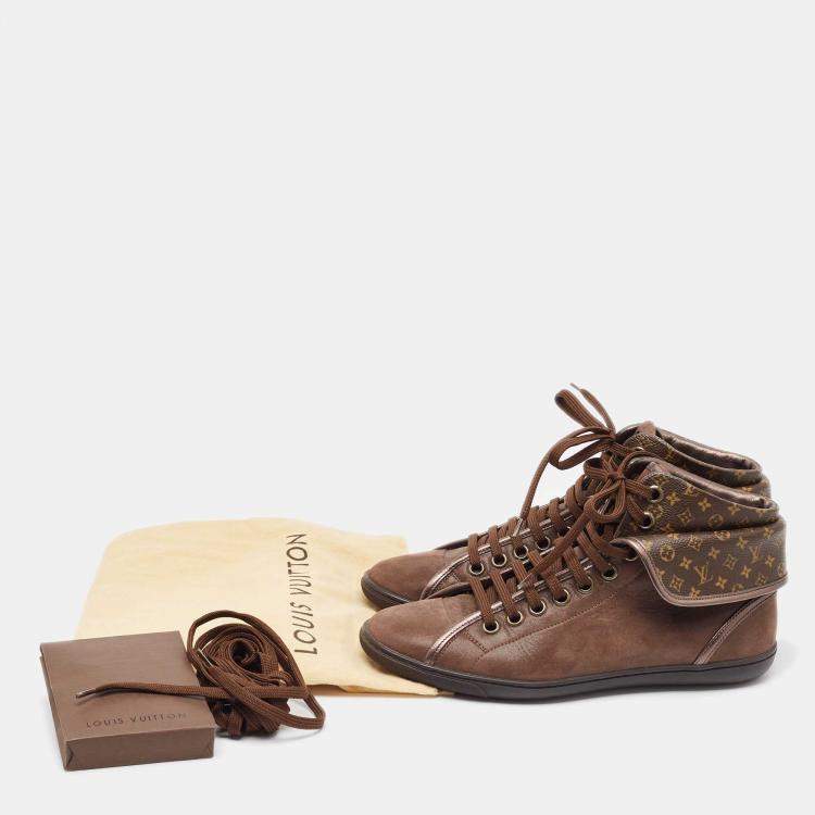 Pre Owned Louis Vuitton Brown Monogram Canvas and  Leather Brea Sneakers Size 38.5