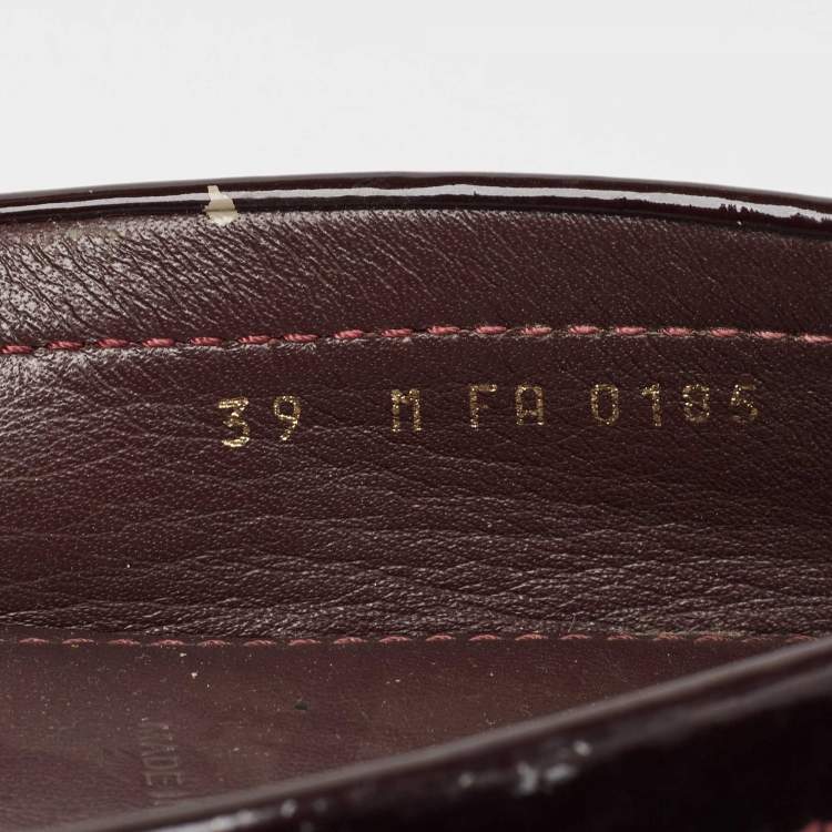 Pre Owned Louis Vuitton Burgundy Patent Leather Oxford Loafers Size 39