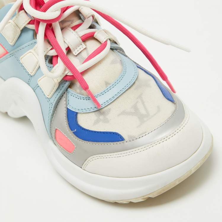 Pre Owned Louis Vuitton Multicolor Monogram Mesh and Leather Archlight Sneakers Size 36