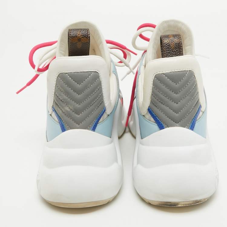 Pre Owned Louis Vuitton Multicolor Monogram Mesh and Leather Archlight Sneakers Size 36