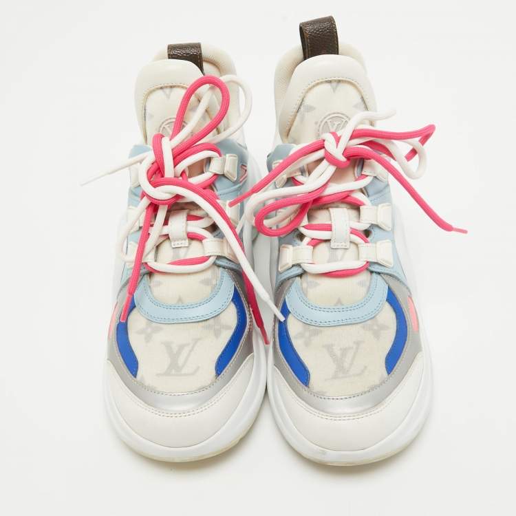 Pre Owned Louis Vuitton Multicolor Monogram Mesh and Leather Archlight Sneakers Size 36