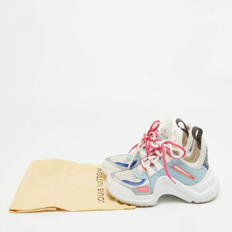 Pre Owned Louis Vuitton Multicolor Monogram Mesh and Leather Archlight Sneakers Size 36