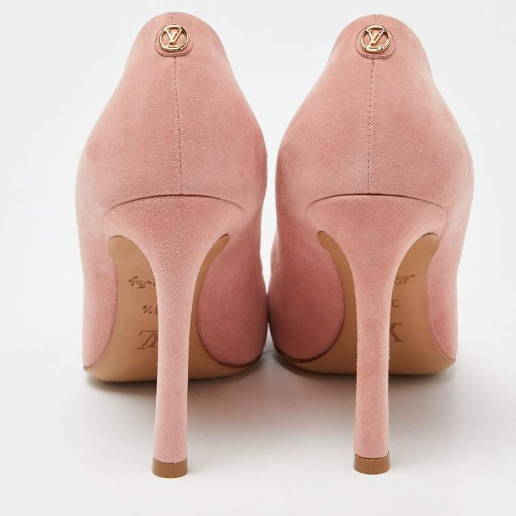 Pre Owned Louis Vuitton Pink Suede Pointed Toe Pumps Size 38.5