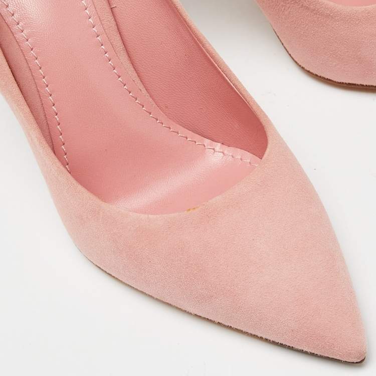 Pre Owned Louis Vuitton Pink Suede Pointed Toe Pumps Size 38.5